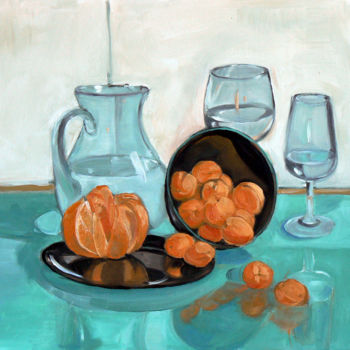 Painting titled "Orange and apricot…" by Emilia Amaro, Original Artwork, Oil