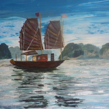 Peinture intitulée "Sérénité Baie d'Ha-…" par Claudie Drapeau, Œuvre d'art originale, Acrylique