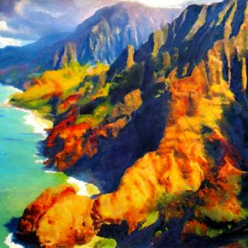 Pittura intitolato "Na Pali No. 19" da Lelia, Opera d'arte originale