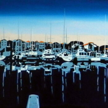 Painting titled "Hendaye le port de…" by Eric Bourdon, Original Artwork, Oil