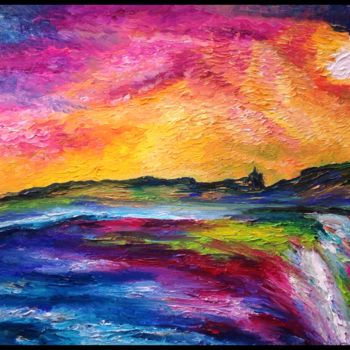 Schilderij getiteld "La Moldau aux refle…" door Anne Brigaud, Origineel Kunstwerk