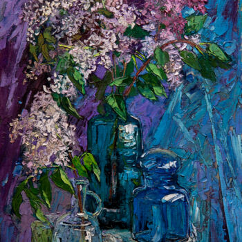 Ζωγραφική με τίτλο "Lilac in a green Va…" από Sergey Sovkov, Αυθεντικά έργα τέχνης, Λάδι