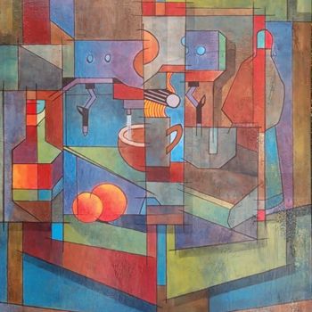 「Café du week-end」というタイトルの絵画 Stefanoによって, オリジナルのアートワーク, アクリル