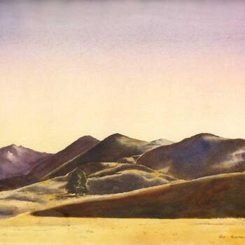 Painting titled "Curves of Evening" by Roy Boston, Original Artwork, Watercolor