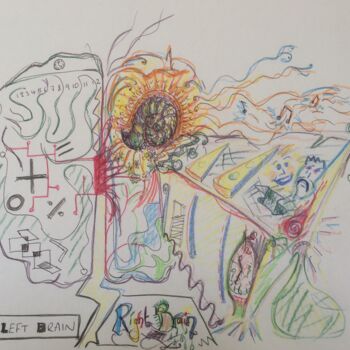 Dessin intitulée "The brain in two ha…" par Eye Mage, Œuvre d'art originale