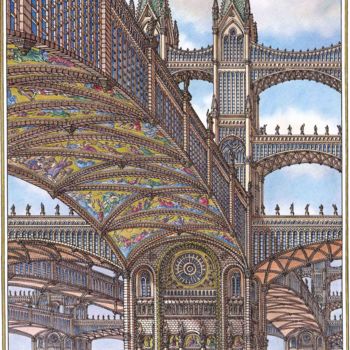 Drawing titled "Мосты мечты" by Artur Skizhali Veis, Original Artwork, Ink