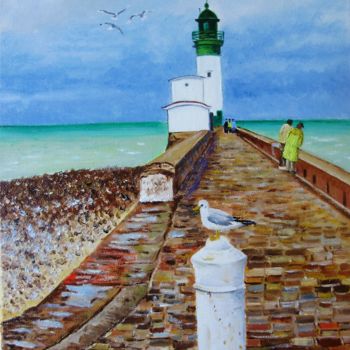 Painting titled "LE TREPORT  " le ph…" by Alain Dervillez, Original Artwork, Oil