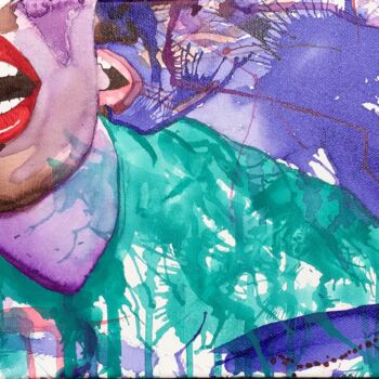 Painting titled "Love ..." by Xale, Original Artwork, Ink Mounted on Wood Stretcher frame