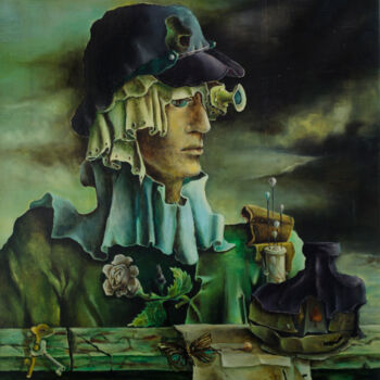 Painting titled "THE COLLECTOR" by Mandy Sand, Original Artwork, Oil