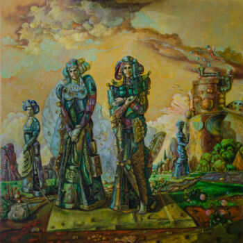 Painting titled "Extraterrestrial Wo…" by Mandy Sand, Original Artwork, Oil