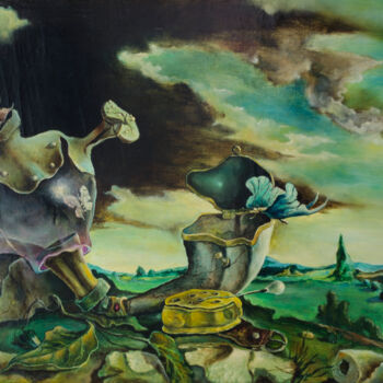 Painting titled "Butterflies Trap" by Mandy Sand, Original Artwork, Oil