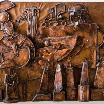Escultura titulada "Visionary Humanity" por Mandy Sand, Obra de arte original, Metales