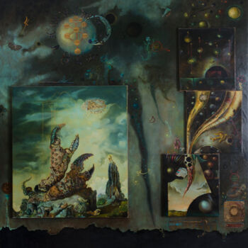 Painting titled "Time's Teeth" by Mandy Sand, Original Artwork, Oil