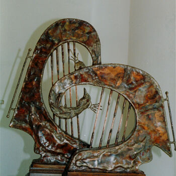 Sculpture titled "Peacocks" by Mandy Sand, Original Artwork, Metals