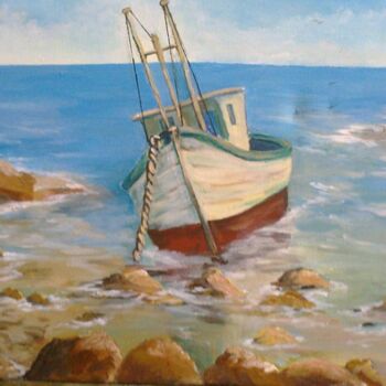 Painting titled "Encalhado" by Isabel Alfarrobinha, Original Artwork, Acrylic