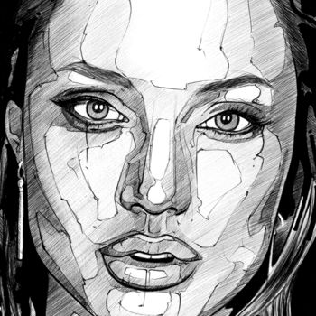 Σχέδιο με τίτλο "Angelina.jpg" από Paolo Luino, Αυθεντικά έργα τέχνης, Στυλό