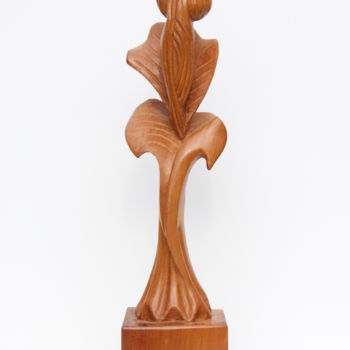 Sculpture titled "Dans sa fleur" by Michel Ferre, Original Artwork, Wood