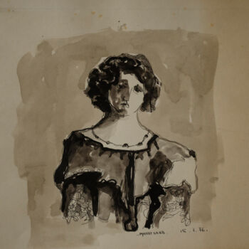 Painting titled "Female Bust" by Mandy Sand, Original Artwork, Watercolor