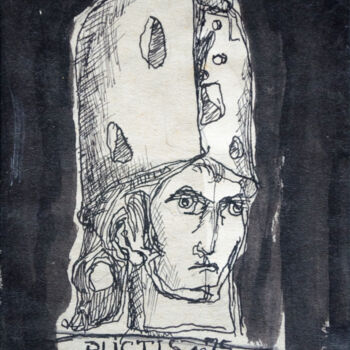 Drawing titled "Plictis" by Mandy Sand, Original Artwork, Ink