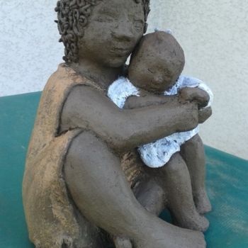 Sculpture intitulée "femme africaine ass…" par Simone Collet, Œuvre d'art originale, Terre cuite