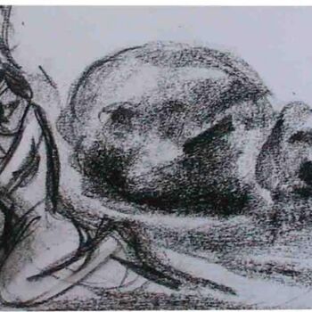 Drawing titled "THINKING" by Suddha Sama, Original Artwork, Charcoal