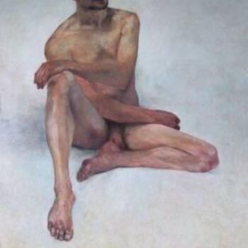 Peinture intitulée "homme assis" par Mathieu Weemaels, Œuvre d'art originale, Huile