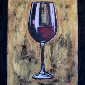 Painting titled "Verre de vin rouge 1" by Nathalia Chipilova, Original Artwork, Acrylic