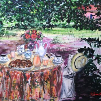「Petit déjeuner sous…」というタイトルの絵画 Jean-Pierre Missistranoによって, オリジナルのアートワーク, 水彩画