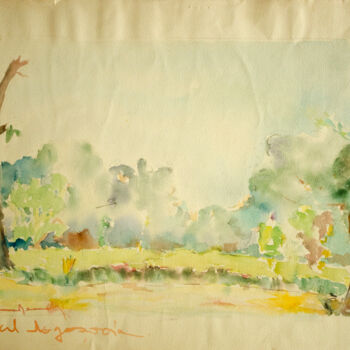 Painting titled "At Mogosoaia Lake-…" by Mandy Sand, Original Artwork, Watercolor