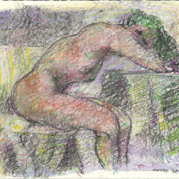 Dibujo titulada "Nude leaning over h…" por Mandy Sand, Obra de arte original, Tinta