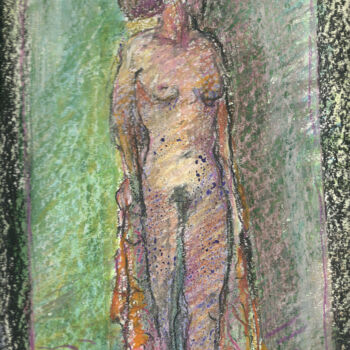Drawing titled "Standing Nude _1" by Mandy Sand, Original Artwork, Pastel