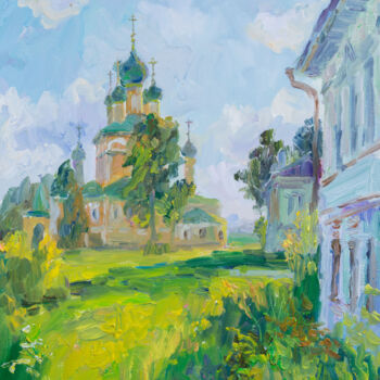 Painting titled ""Углич вечерний кон…" by Vasilii Shikhanov, Original Artwork, Oil