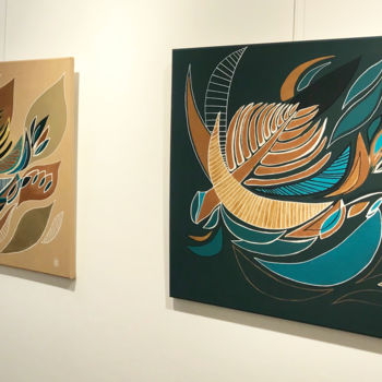Schilderij getiteld ""La Palme d'Or"" door Melanie Maquinay, Origineel Kunstwerk, Olie