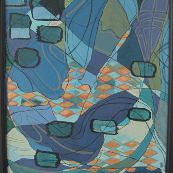 Schilderij getiteld ""Géométrie Jacquard"" door Melanie Maquinay, Origineel Kunstwerk, Acryl