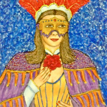 Painting titled "Masked Diva - Almira" by Stephen Warde Anderson, Original Artwork, Acrylic Mounted on Other rigid panel