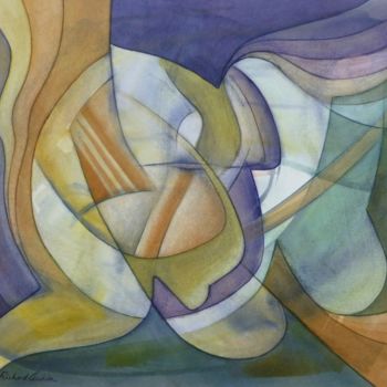 Painting titled "Au-delà des frontiè…" by Richard Aubin, Original Artwork, Watercolor