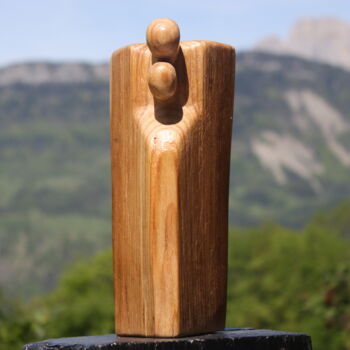 Scultura intitolato "Couple impliable" da Max Bernard, Opera d'arte originale, Legno