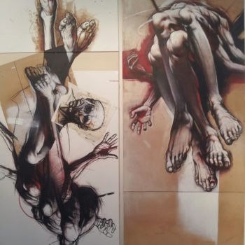 Painting titled "L'ECRIT et les MAUX…" by Claude Duvauchelle, Original Artwork