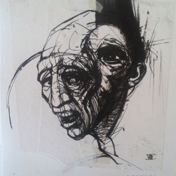 Σχέδιο με τίτλο "PORTRAIT IMAGINAIRE…" από Claude Duvauchelle, Αυθεντικά έργα τέχνης, Μελάνι