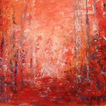 Peinture intitulée "Red autumn" par Anne Vignau, Œuvre d'art originale, Acrylique