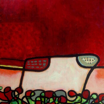 Peinture intitulée "Fond rouge" par Pierre-Yves Beltran, Œuvre d'art originale, Acrylique Monté sur Châssis en bois