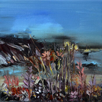 Malerei mit dem Titel "Un sommet sur l'azur" von Muriel Cayet, Original-Kunstwerk, Acryl