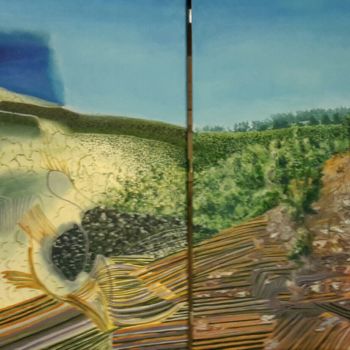 Malerei mit dem Titel "Mevaseret vinejards…" von Sebastian Olivier Burckhardt, Original-Kunstwerk, Acryl