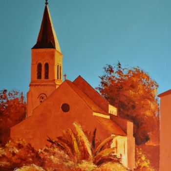 제목이 "EGLISE DE VILLECRES…"인 미술작품 Stephanie Ledroit로, 원작, 아크릴 나무 들것 프레임에 장착됨