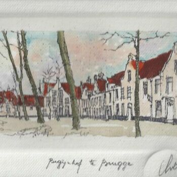 Printmaking titled "Brugge - Begijnhof…" by André Colpin, Original Artwork, Etching