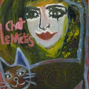 Ζωγραφική με τίτλο "Le Chat Métis" από Lumina Wang, Αυθεντικά έργα τέχνης, Λάδι