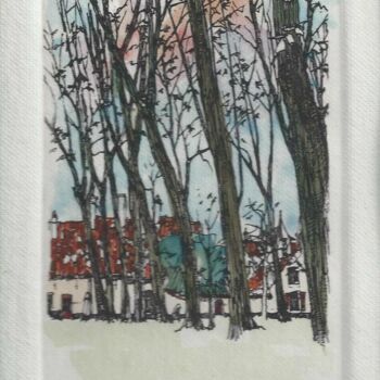 Gravures & estampes intitulée "Brugge - Begijnhof…" par André Colpin, Œuvre d'art originale, Eau-forte