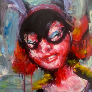 Painting titled "Catwoman" by Karen Thomas, Original Artwork, Acrylic