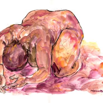 Peinture intitulée "A4 2015 oct 12" par Christian Rolland, Œuvre d'art originale, Gouache