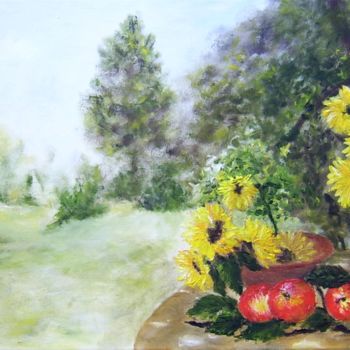 Peinture intitulée "au-jardin.jpg" par Géraldine Streichert, Œuvre d'art originale